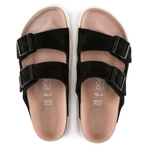 Birkenstock Black Suede Dual-Buckle Slide Sandals